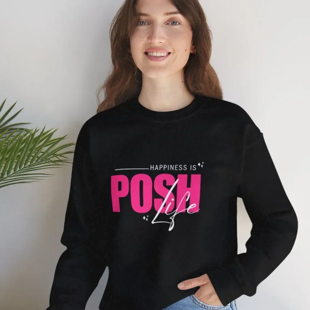 Happiness is Posh Life Unisex Heavy Blend™ Crewneck Sweatshirt - Picture 1 of 4